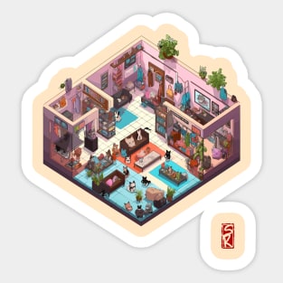 Isometric cat store Sticker